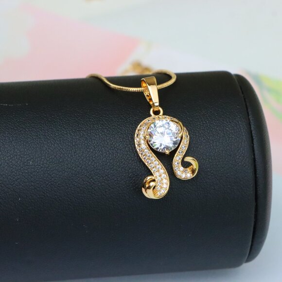 "Rose Gold Leo Zodiac Pendant with Sparkling CZ Centerpiece, XPPT1541 - Picture 3 of 13